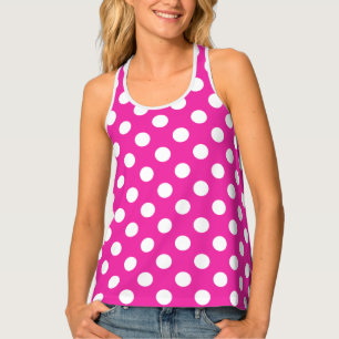 White polka dots on fuchsia tank top