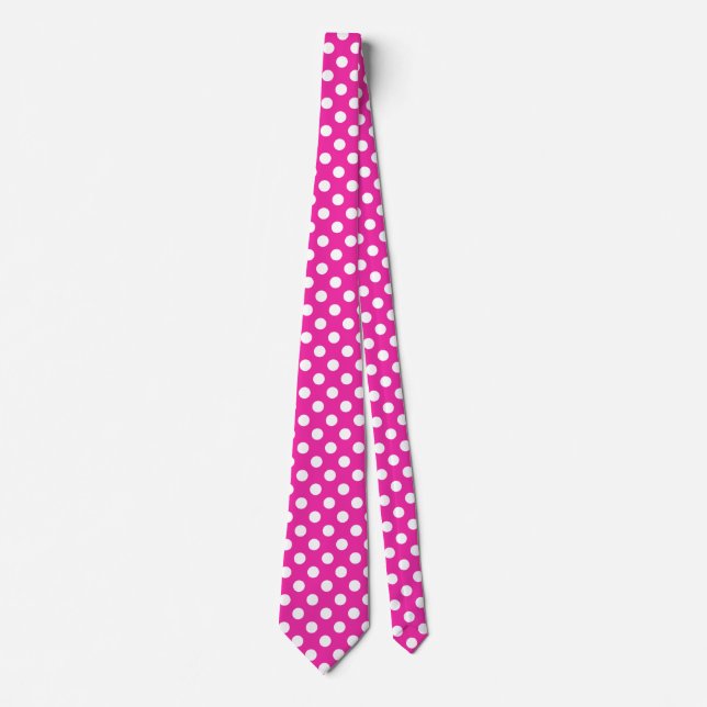 White polka dots on fuchsia tie (Front)