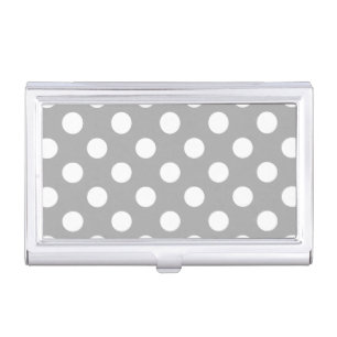 White polka dots on gray case for business cards