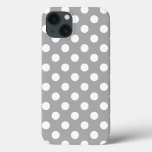 White polka dots on gray Case-Mate iPhone case