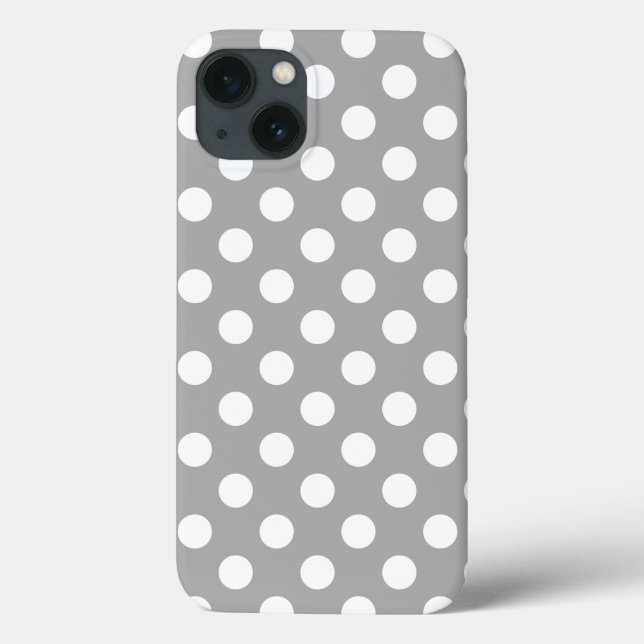 White polka dots on gray Case-Mate iPhone case (Back)
