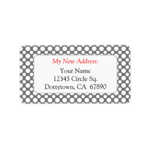 White Polka Dots on Gray Custom New Address Lables Label