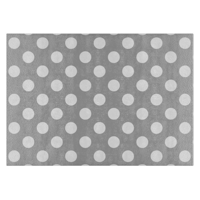 White polka dots on gray cutting board (Front)