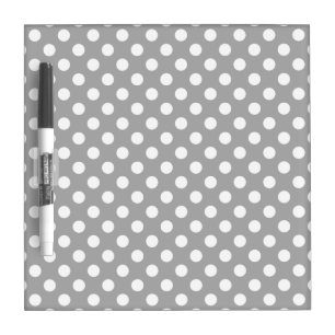 White polka dots on gray dry erase board