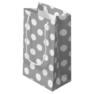 White polka dots on gray small gift bag