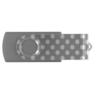 White polka dots on gray USB flash drive