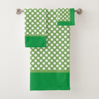 White Polka Dots On Green