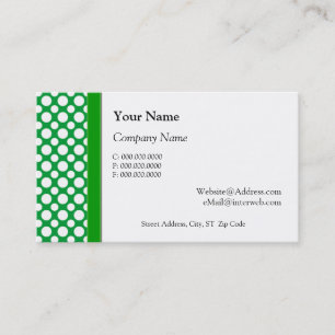 White Polka Dots on Green Business Cards