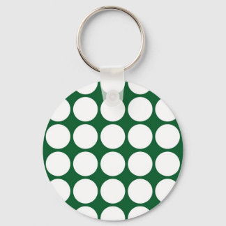 White Polka Dots on Green Keychain
