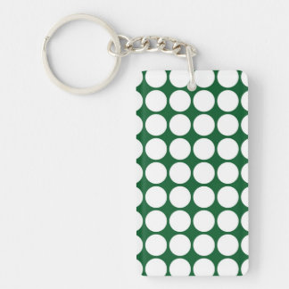 White Polka Dots on Green Keychain