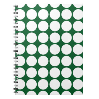 White Polka Dots on Green Notebook