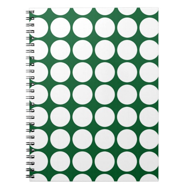 White Polka Dots on Green Notebook (Front)