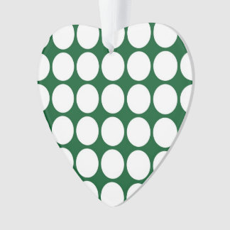 White Polka Dots on Green Ornament