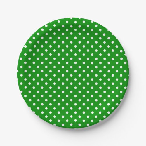 White Polka Dots on Green Paper Plates