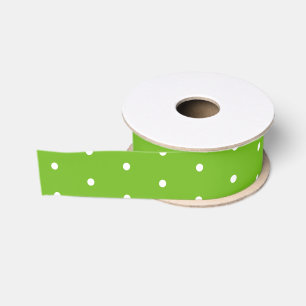 White Polka Dots on Green Ribbon