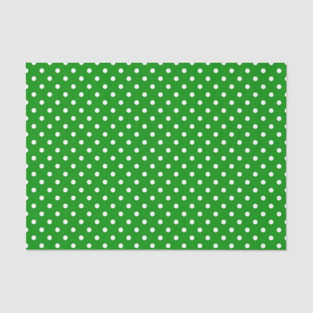 White Polka Dots on Green Tissue Paper (Front)