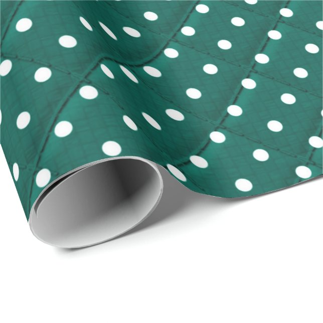 white polka dots on green wrapping paper (Roll Corner)