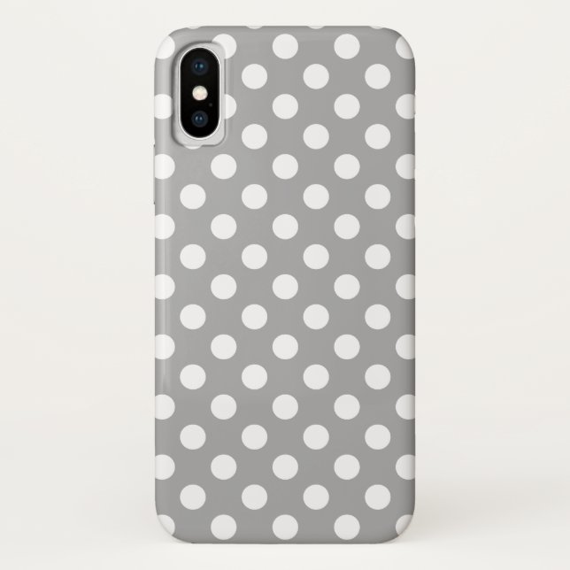 White polka dots on grey Case-Mate iPhone case (Back)