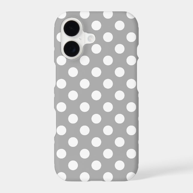 White polka dots on grey Case-Mate iPhone case (Back)