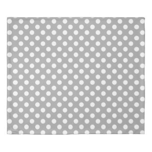 White polka dots on grey duvet cover