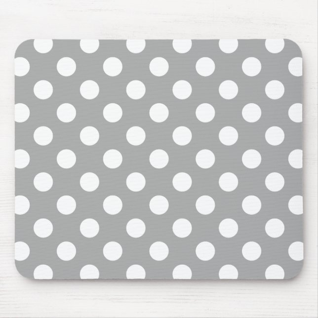 White polka dots on grey mouse pad (Front)