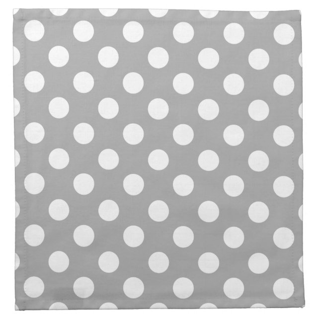 White polka dots on grey napkin (Front)