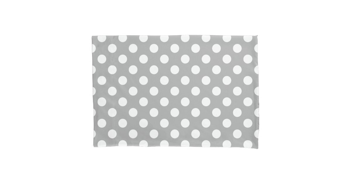 White polka dots on grey pillowcase | Zazzle.com