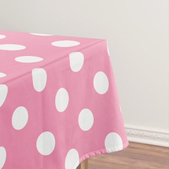 White Polka Dots On Happy Pink Tablecloth