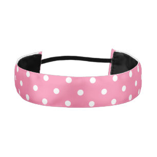 White Polka Dots on hot pink Athletic Headband