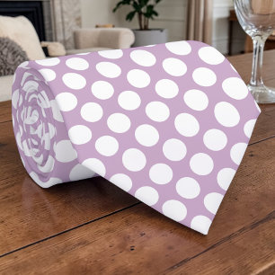 White Polka Dots on Lavender Custom Necktie