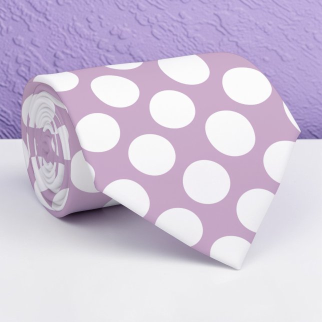 White Polka Dots on Lavender Custom Necktie (Creator Uploaded)