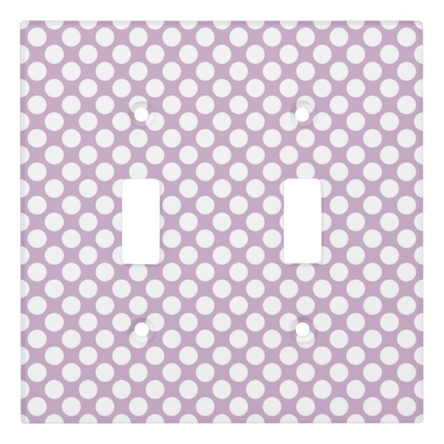 White Polka Dots On Lavender Light Switch Cover (Front)
