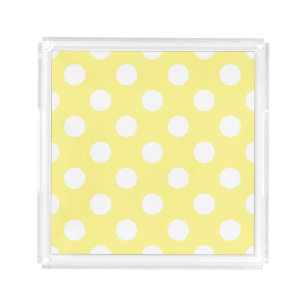 White polka dots on lemon yellow acrylic tray