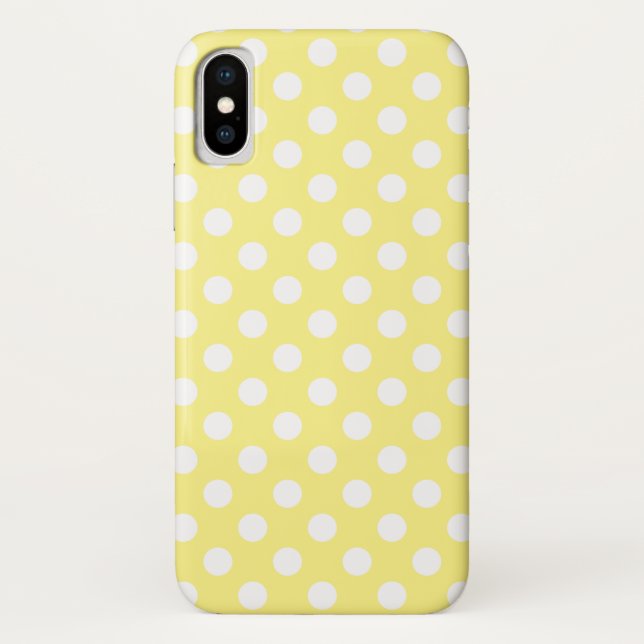 White polka dots on lemon yellow Case-Mate iPhone case (Back)