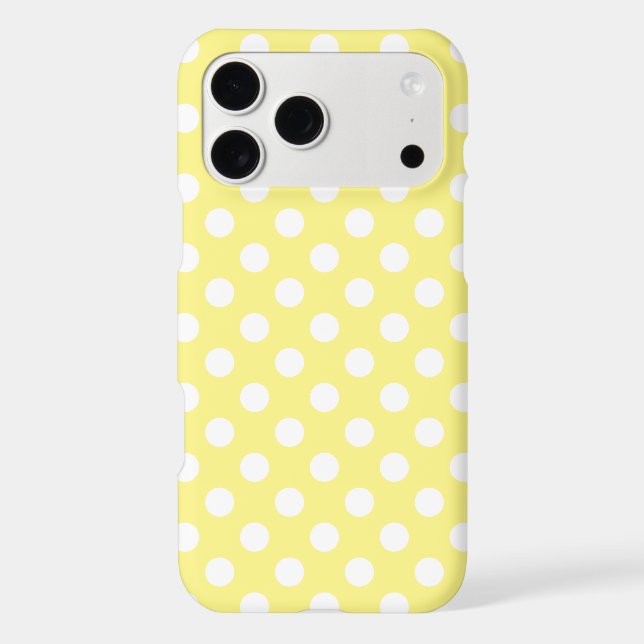 White polka dots on lemon yellow Case-Mate iPhone case (Back)