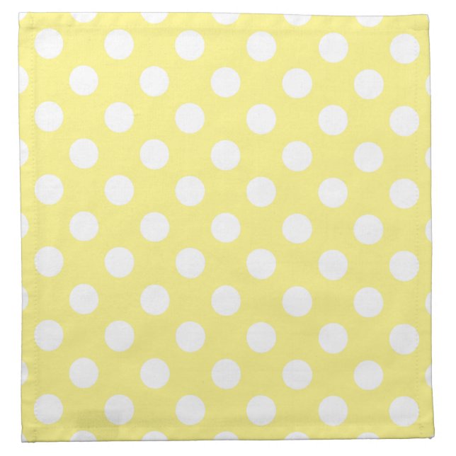 White polka dots on lemon yellow cloth napkin (Front)