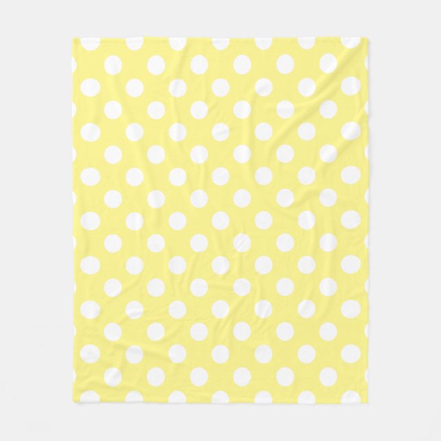 White polka dots on lemon yellow fleece blanket (Front)