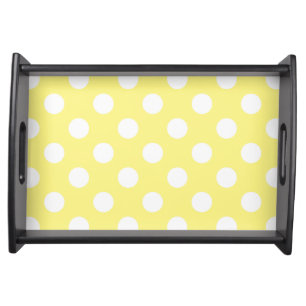 White polka dots on lemon yellow serving tray