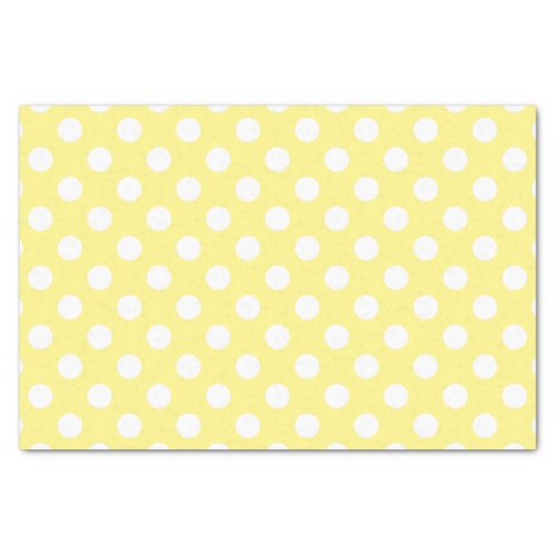 White polka dots on lemon yellow tissue paper