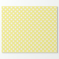 White polka dots on lemon yellow wrapping paper, Zazzle