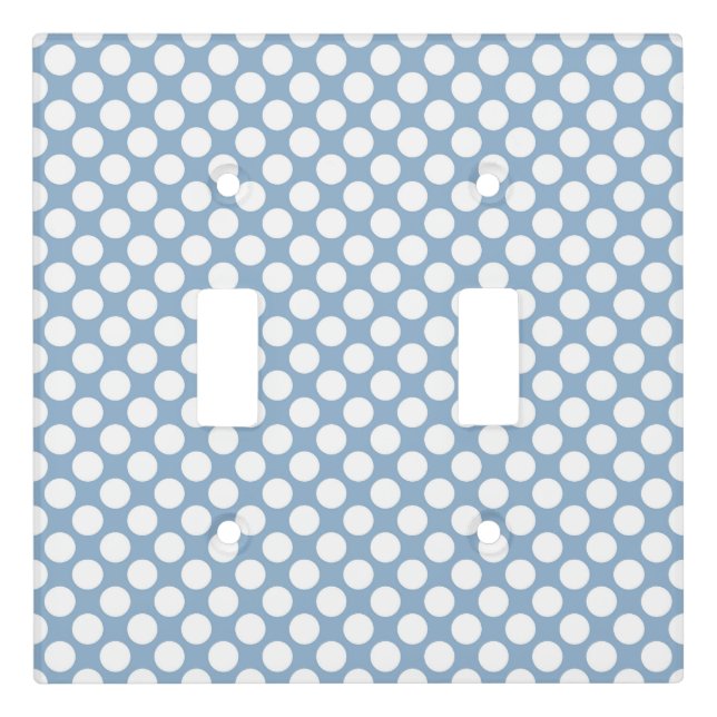 White Polka Dots On Light Blue Pattern Switch Cover (Front)