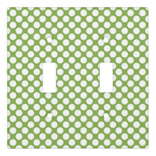 White Polka Dots On Light Green Pattern Light Switch Cover