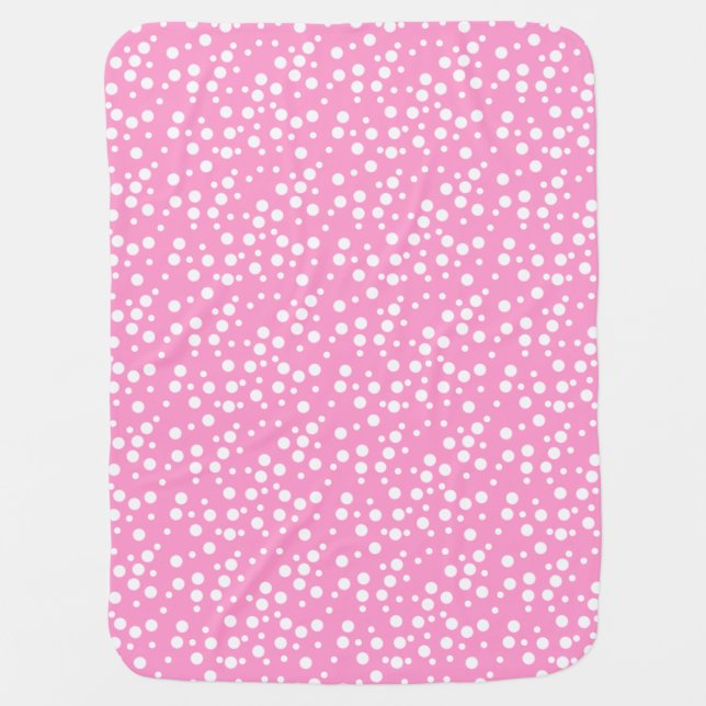 White Polka Dots on Light Pink Baby Blankets (Front)