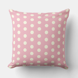 White Polka Dots on Light Pink Throw Pillow