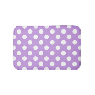 White polka dots on lilac bathroom mat
