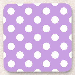 White polka dots on lilac drink coaster