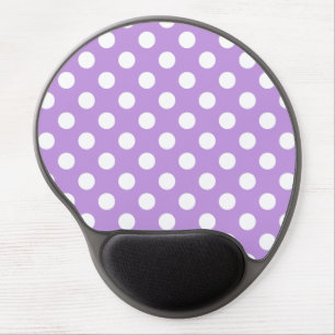 White polka dots on lilac gel mouse pad