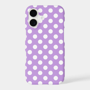 White polka dots on lilac iPhone 17 case
