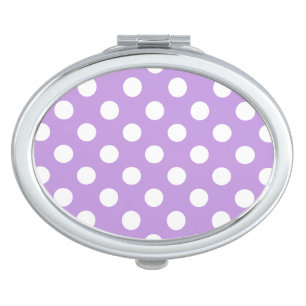 White polka dots on lilac mirror for makeup
