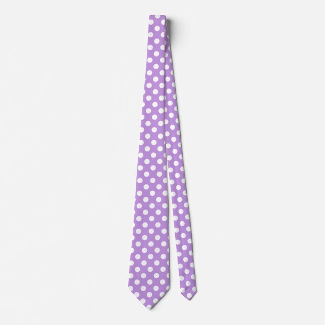 White polka dots on lilac neck tie (Front)